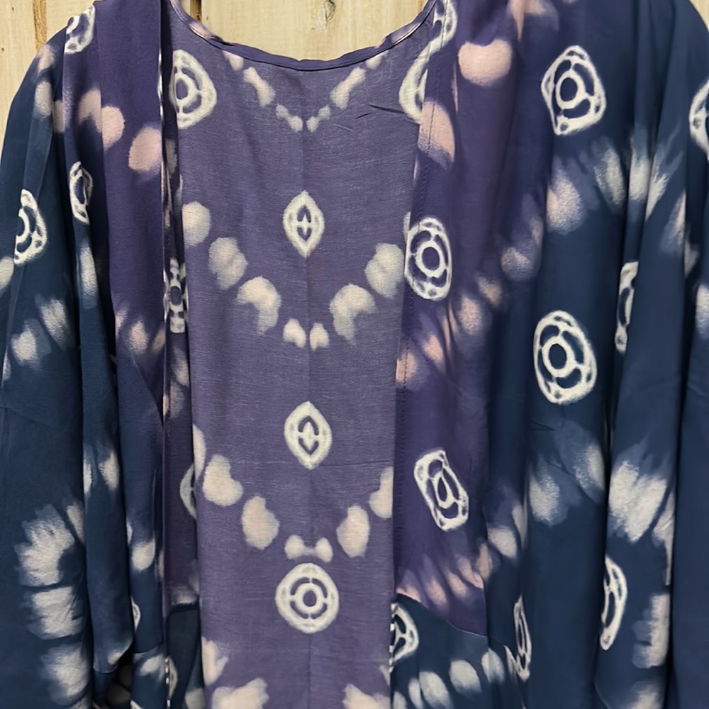 NWT Boutique Indigo Blue Moon Tie Dye Kimono - Picture 8 of 15
